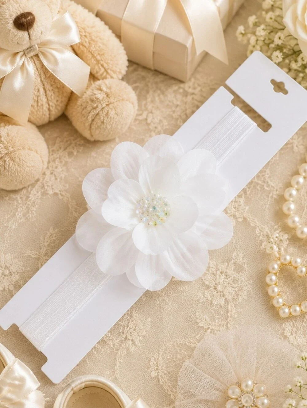 Shimmy Shimmy White Flower Headband Baby Toddler Boutique Hair Accessory NWT